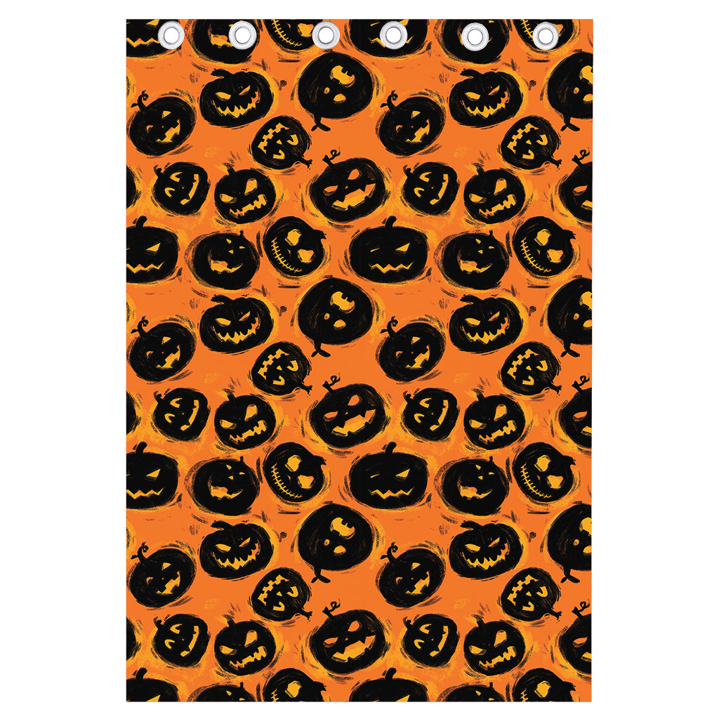 Black Halloween Pumpkin Pattern Print Curtain