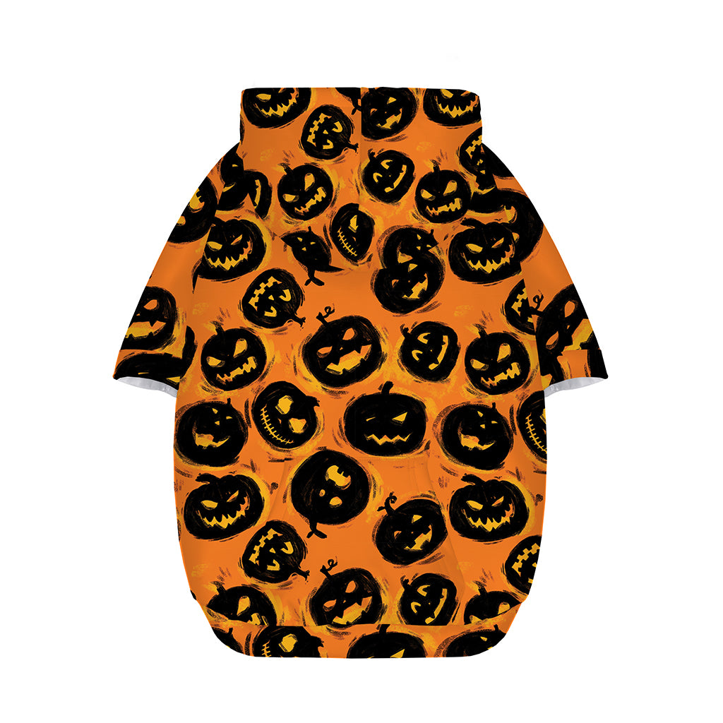 Black Halloween Pumpkin Pattern Print Dog Zip Up Hoodie