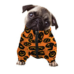 Black Halloween Pumpkin Pattern Print Dog Zip Up Jacket