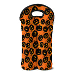 Black Halloween Pumpkin Pattern Print Double Neoprene Wine Tote