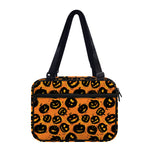 Black Halloween Pumpkin Pattern Print Double Strap Bible Bag