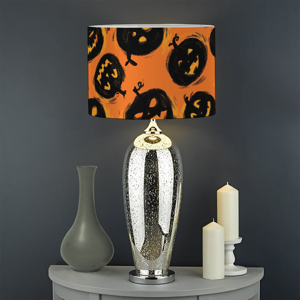 Black Halloween Pumpkin Pattern Print Drum Lamp Shade