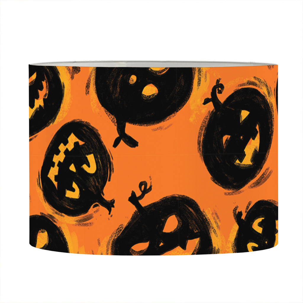 Black Halloween Pumpkin Pattern Print Drum Lamp Shade