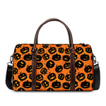 Black Halloween Pumpkin Pattern Print Duffle Bag