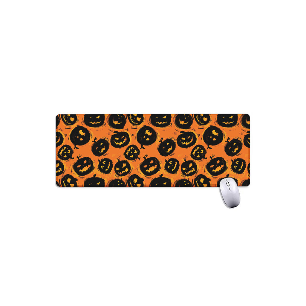 Black Halloween Pumpkin Pattern Print Extended Mouse Pad