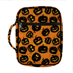 Black Halloween Pumpkin Pattern Print Front Pocket Bible Bag