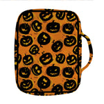 Black Halloween Pumpkin Pattern Print Front Pocket Bible Bag