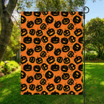 Black Halloween Pumpkin Pattern Print Garden Flag