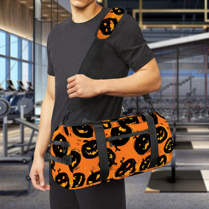 Black Halloween Pumpkin Pattern Print Gym Bag