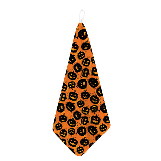 Black Halloween Pumpkin Pattern Print Hand Towel