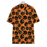 Black Halloween Pumpkin Pattern Print Hawaiian Shirt