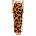 Black Halloween Pumpkin Pattern Print High Slit Maxi Skirt