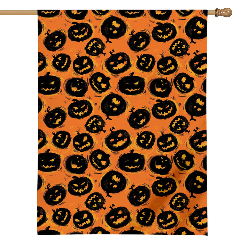 Black Halloween Pumpkin Pattern Print House Flag