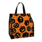 Black Halloween Pumpkin Pattern Print Insulated Lunch Tote