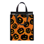 Black Halloween Pumpkin Pattern Print Insulated Lunch Tote