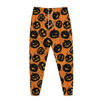 Black Halloween Pumpkin Pattern Print Jogger Pants