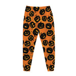 Black Halloween Pumpkin Pattern Print Jogger Pants
