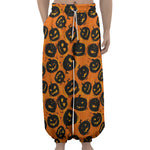 Black Halloween Pumpkin Pattern Print Lantern Pants