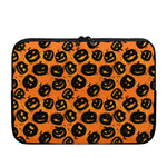 Black Halloween Pumpkin Pattern Print Laptop Sleeve