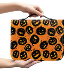 Black Halloween Pumpkin Pattern Print Leather Bible Cover