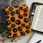 Black Halloween Pumpkin Pattern Print Leather Bible Cover