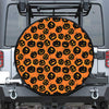 Black Halloween Pumpkin Pattern Print Leather Spare Tire Cover