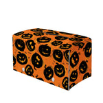 Black Halloween Pumpkin Pattern Print Leather Tissue Box Cover