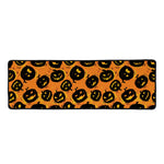 Black Halloween Pumpkin Pattern Print Long Kitchen Mat