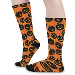 Black Halloween Pumpkin Pattern Print Long Socks