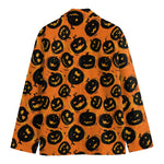Black Halloween Pumpkin Pattern Print Men's Blazer