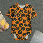 Black Halloween Pumpkin Pattern Print Men's Bodysuit