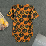Black Halloween Pumpkin Pattern Print Men's Bodysuit
