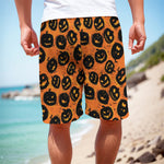 Black Halloween Pumpkin Pattern Print Men's Cargo Shorts