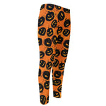 Black Halloween Pumpkin Pattern Print Men's Compression Pants