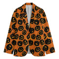 Black Halloween Pumpkin Pattern Print Men's Cotton Blazer