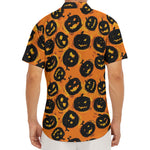 Black Halloween Pumpkin Pattern Print Men's Deep V-Neck Shirt