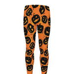 Black Halloween Pumpkin Pattern Print Men's leggings