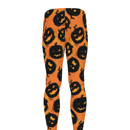 Black Halloween Pumpkin Pattern Print Men's leggings