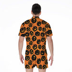 Black Halloween Pumpkin Pattern Print Men's Rompers