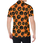 Black Halloween Pumpkin Pattern Print Men's Shirt