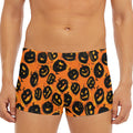 Black Halloween Pumpkin Pattern Print Men's Short Boxer Briefs