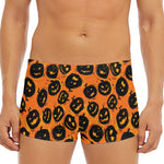 Black Halloween Pumpkin Pattern Print Men's Short Boxer Briefs