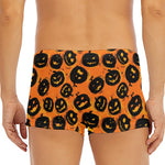 Black Halloween Pumpkin Pattern Print Men's Short Boxer Briefs