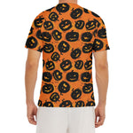 Black Halloween Pumpkin Pattern Print Men's Short Sleeve Rash Guard