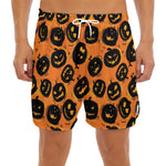 Black Halloween Pumpkin Pattern Print Men's Split Running Shorts