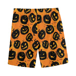 Black Halloween Pumpkin Pattern Print Men's Sports Shorts