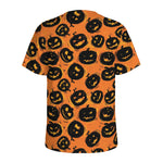 Black Halloween Pumpkin Pattern Print Men's Sports T-Shirt