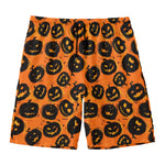 Black Halloween Pumpkin Pattern Print Men's Swim Trunks