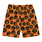 Black Halloween Pumpkin Pattern Print Men's Swim Trunks