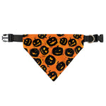 Black Halloween Pumpkin Pattern Print Over The Collar Dog Bandana